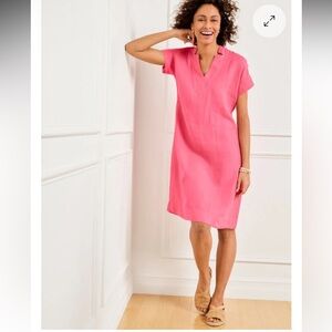 Talbots 100% Linen Pink Shift Dress. Medium. Style # P252036137